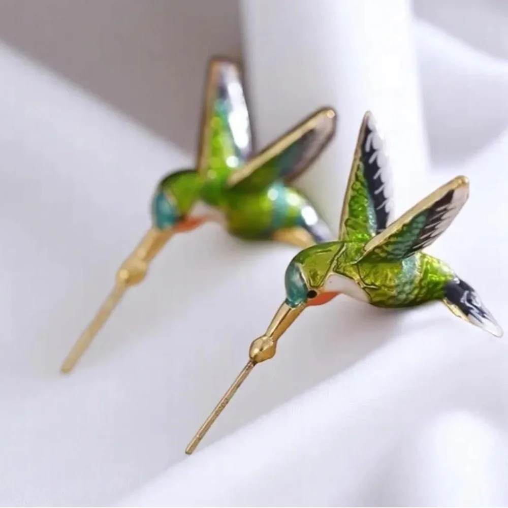 Hummingbird Hoop Earrings – Nature-Inspired Statement Piece